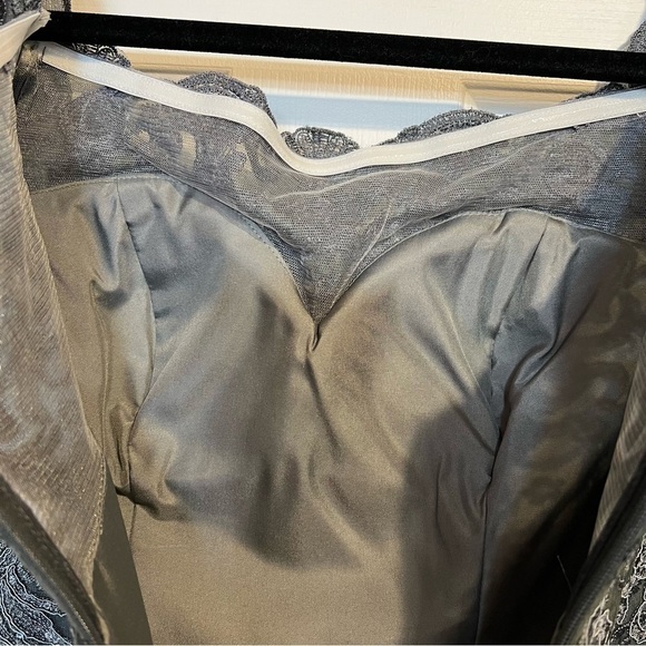 JJ House Women’s Lace Chiffon Ruffled High Low, Steel Grey Dress, #69 - Picture 5 of 16